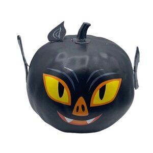 Halloween Pumpkin Black Wings Bat Jack O Lantern JOL Yellow Eyes 8 Inch Read